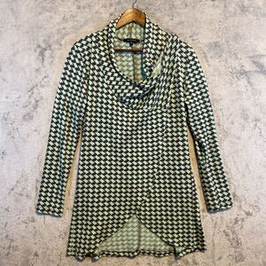 Women's The Limited‎ Wrap Cardigan Sz L Cowl Neck Mint Dark Brown Cozy Unique